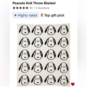 Peanuts Black and White Snuggle Throw
